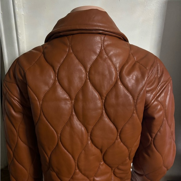 NWT BLANKNYC Faux Leather Quilted Brown Jacket - Picture 9 of 11